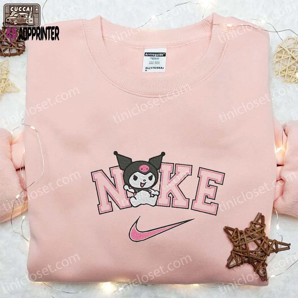 Kuromi x nike embroidered cartoon shirt: best nike inspired gift for family Embroidered Shirt