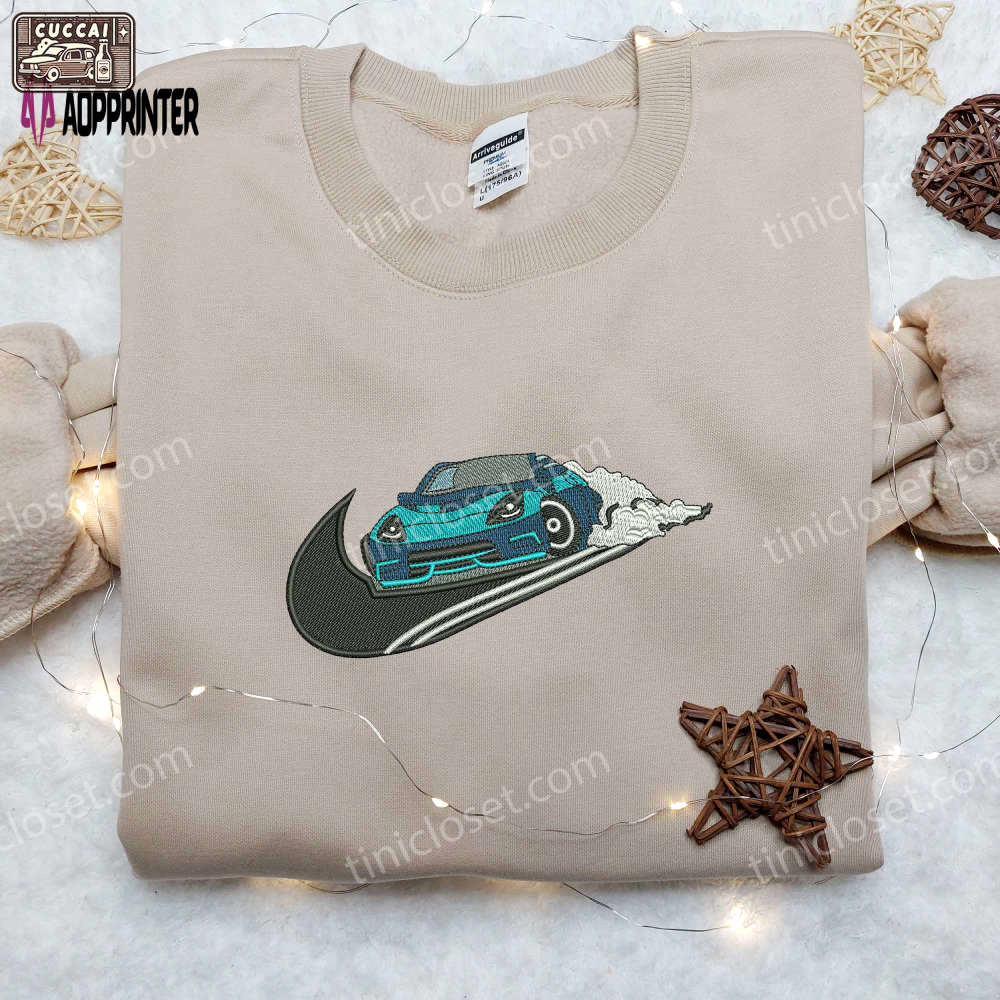 Lamborghini car x nike embroidered shirt – stylish transportation tee nike shirt Embroidered Shirt