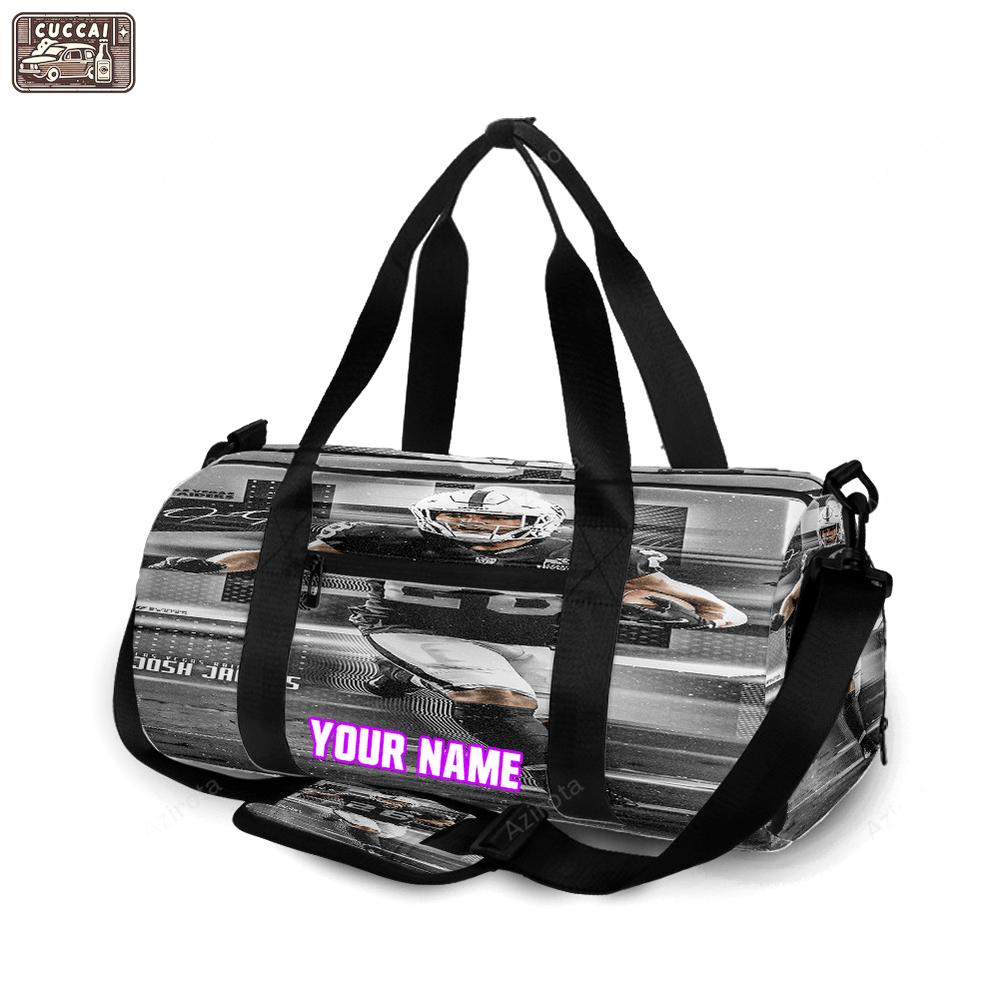 Las vegas raiders josh jacobs 28 v3 personalized name travel bag gym bag 1967 Travel Bag