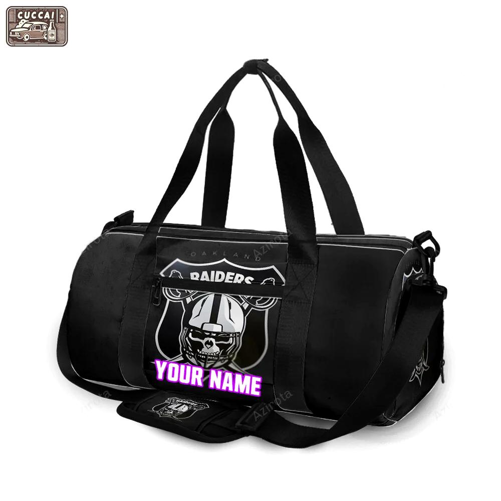 Las vegas raiders logo art skull personalized name travel bag gym bag 58 Travel Bag