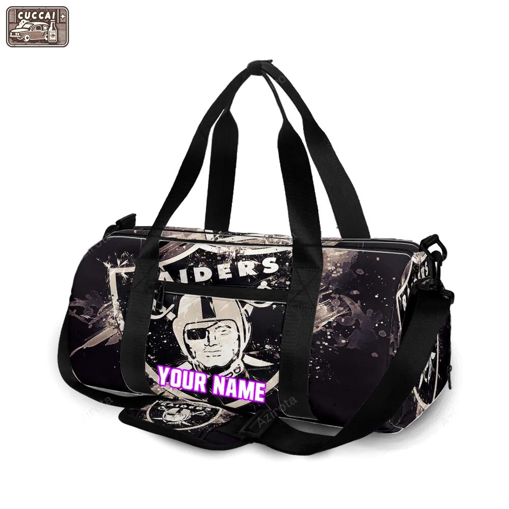 Las vegas raiders logo art28 personalized name travel bag gym bag 1238 Travel Bag