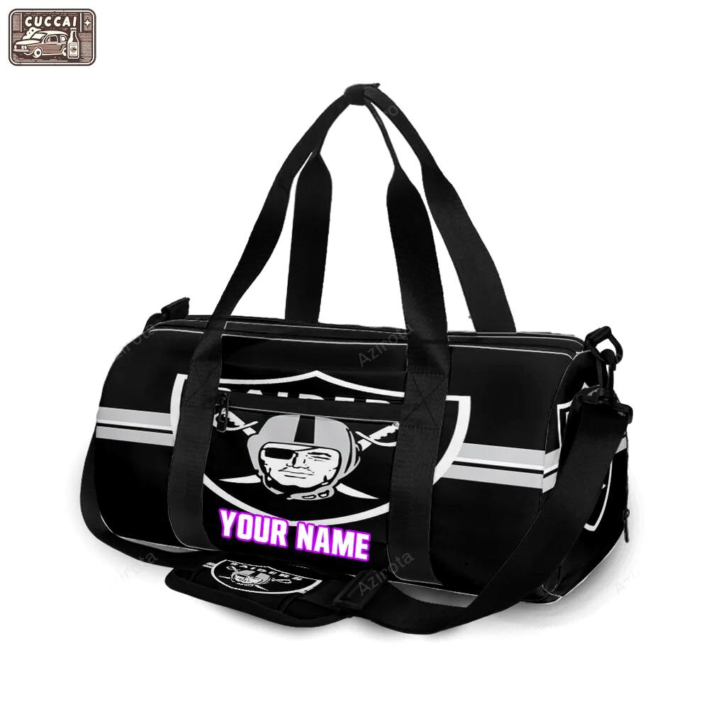 Las vegas raiders logo art5 personalized name travel bag gym bag 1699 Travel Bag