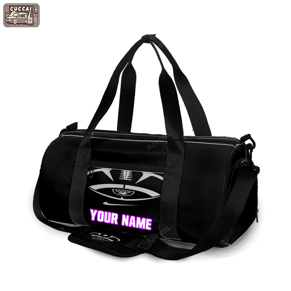Las vegas raiders logo ball personalized name travel bag gym bag 1806 Travel Bag
