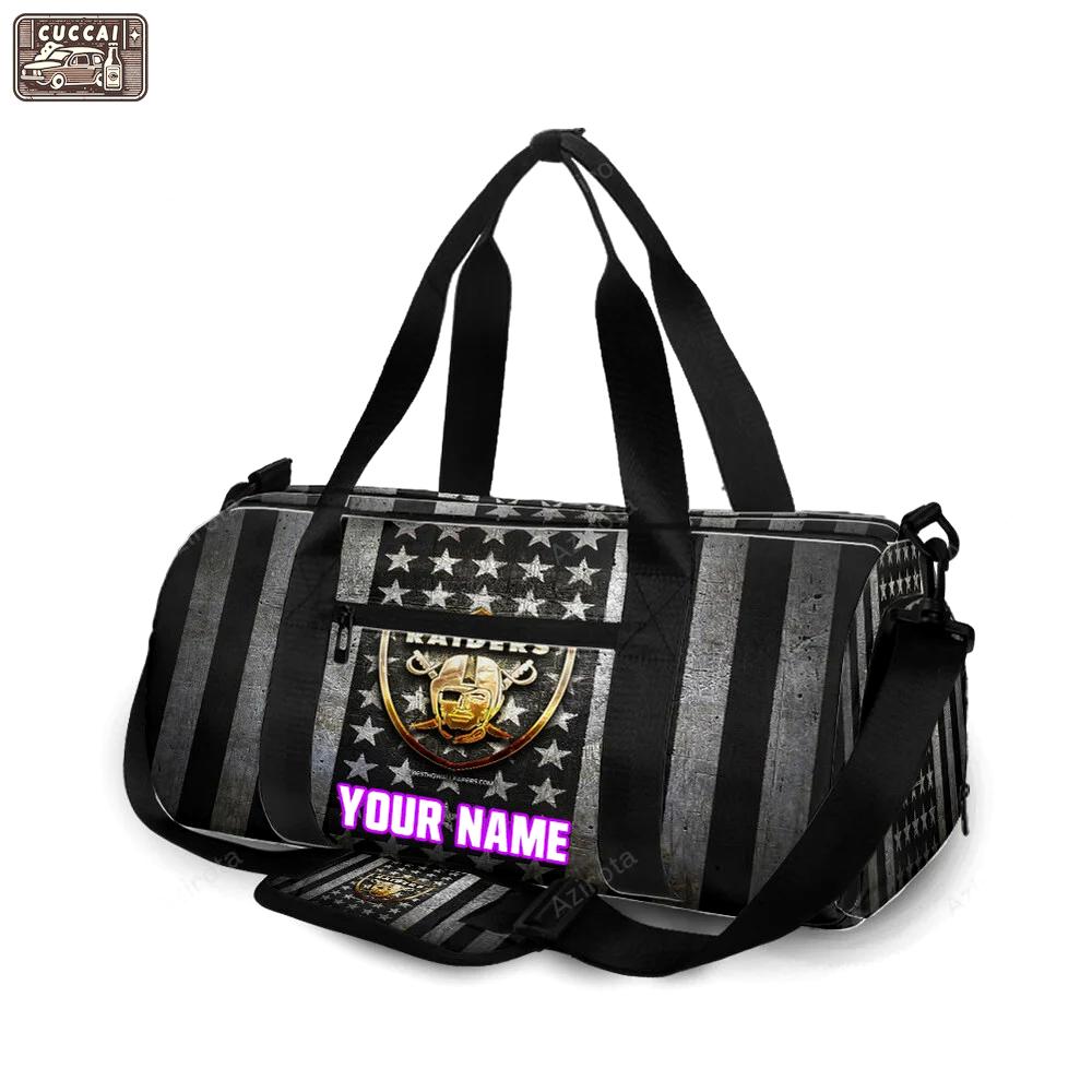 Las vegas raiders logo flag4 personalized name travel bag gym bag 1020 Travel Bag