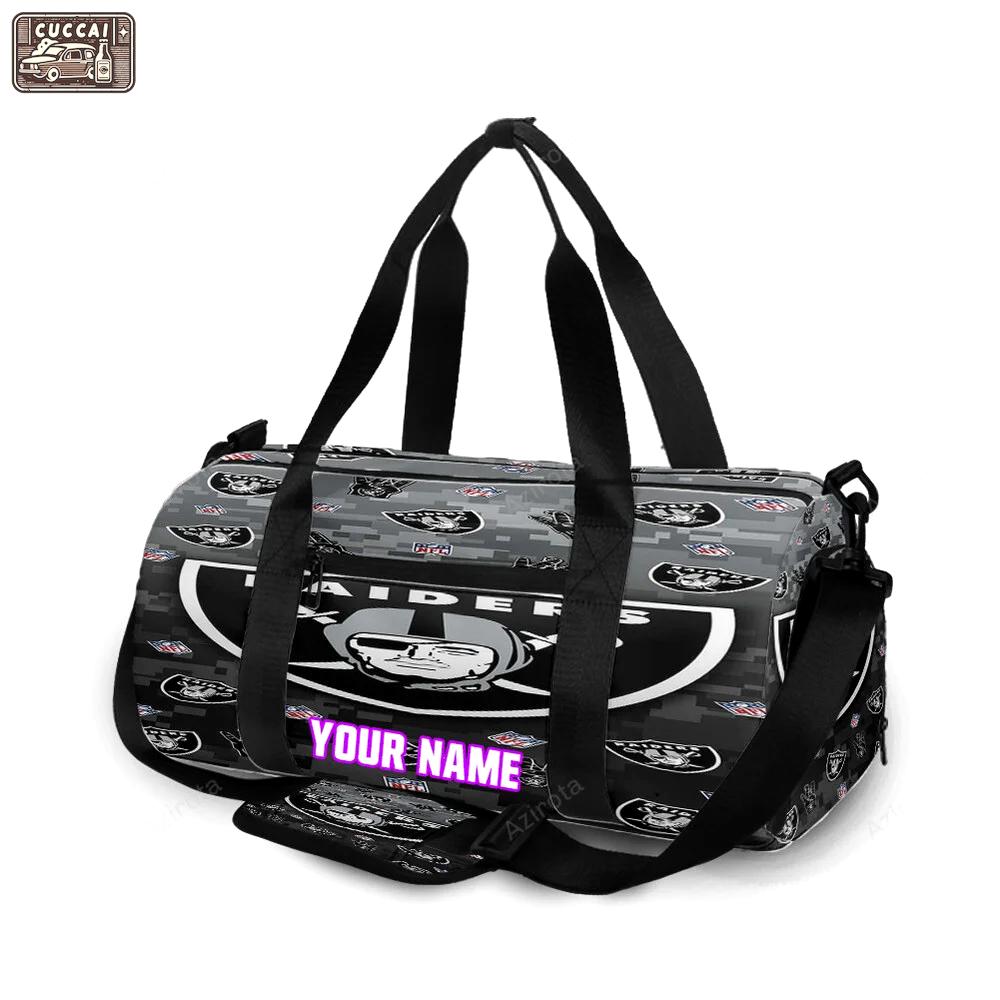Las vegas raiders logo pattern personalized name travel bag gym bag 779 Travel Bag