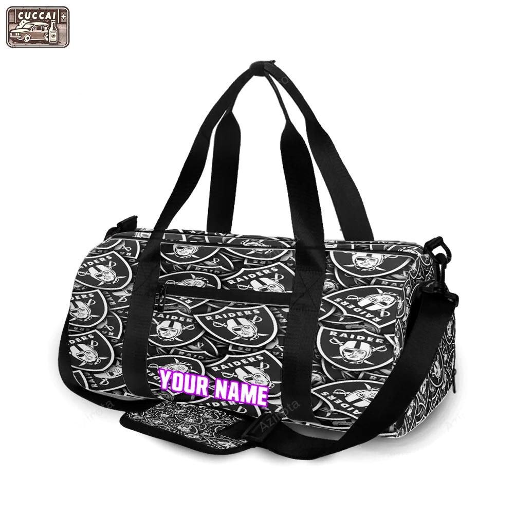 Las vegas raiders logo pattern10 personalized name travel bag gym bag 879 Travel Bag