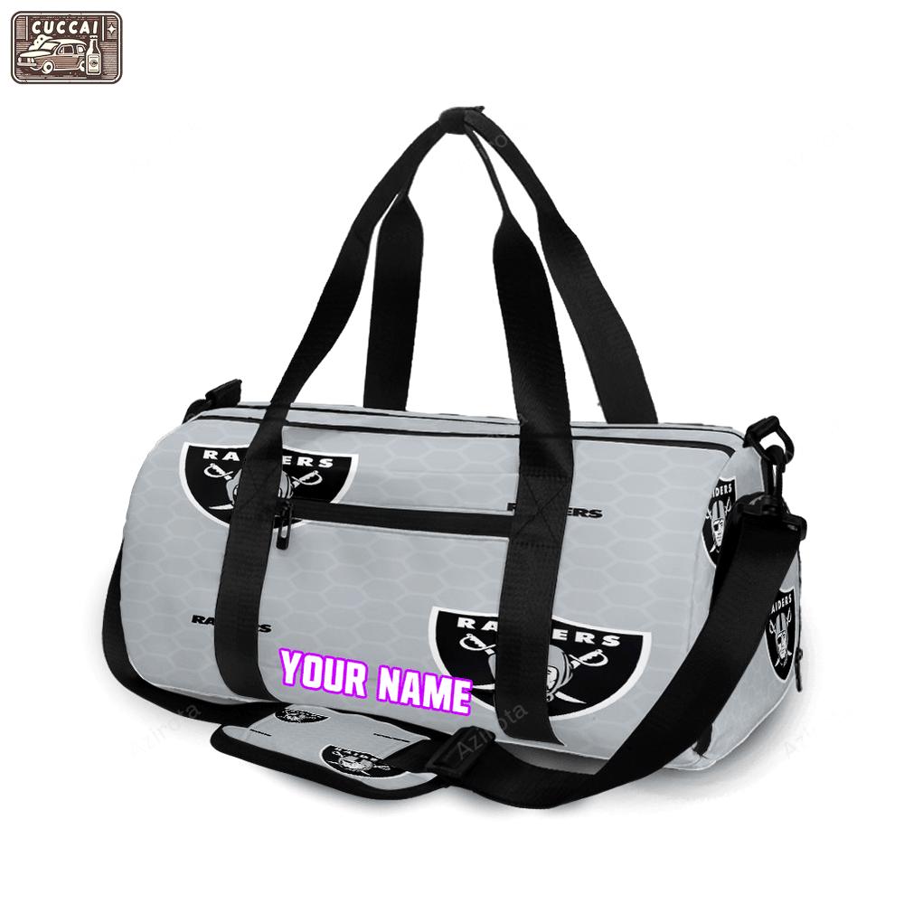 Las vegas raiders logo pattern2 personalized name travel bag gym bag 136 Travel Bag