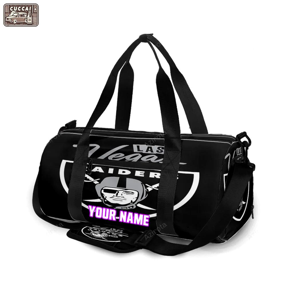 Las vegas raiders logo text2 personalized name travel bag gym bag 2109 Travel Bag
