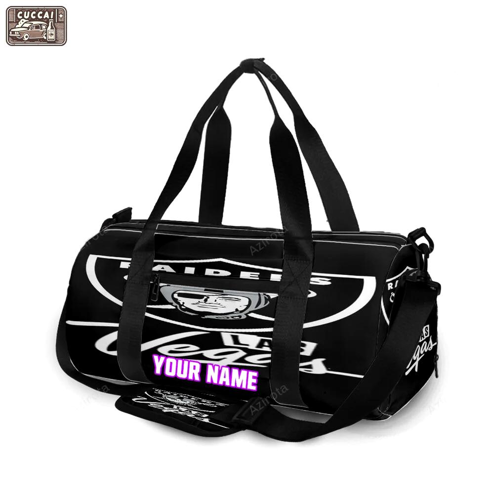 Las vegas raiders logo text3 personalized name travel bag gym bag 986 Travel Bag