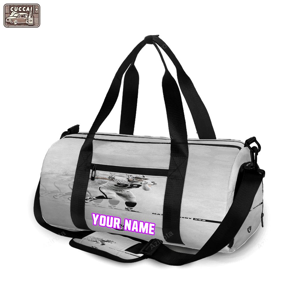 Las vegas raiders maxx crosby 98 personalized name travel bag gym bag 1655 Travel Bag