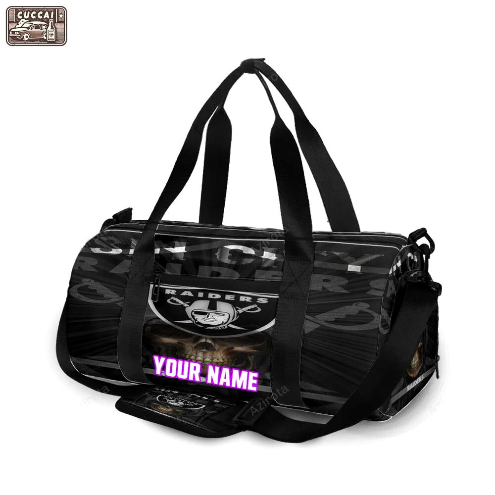 Las vegas raiders sin city skull personalized name travel bag gym bag 1163 Travel Bag