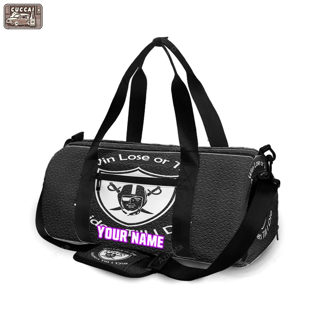 Las vegas raiders win lose or tie raiders till i die personalized name travel bag gym bag 1813 Travel Bag
