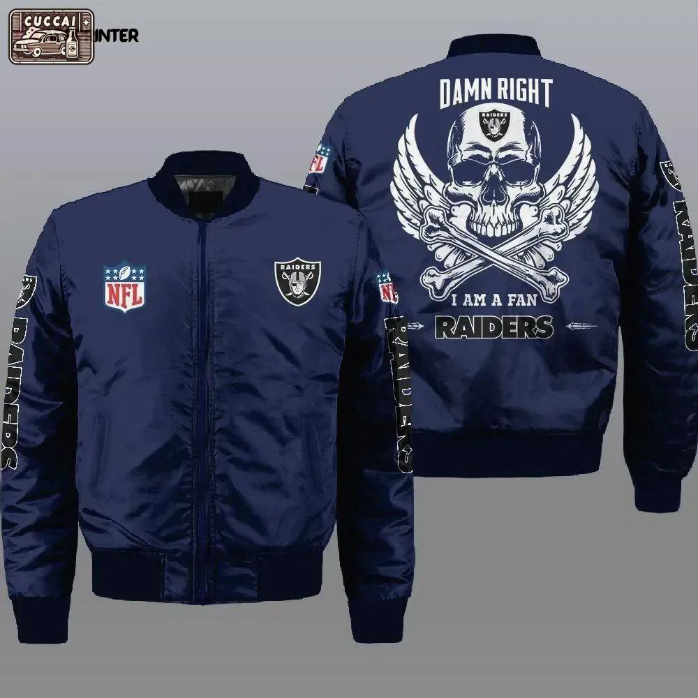 Las vegas raiders wings skull bomber jacket – navy blue Bomber Jacket