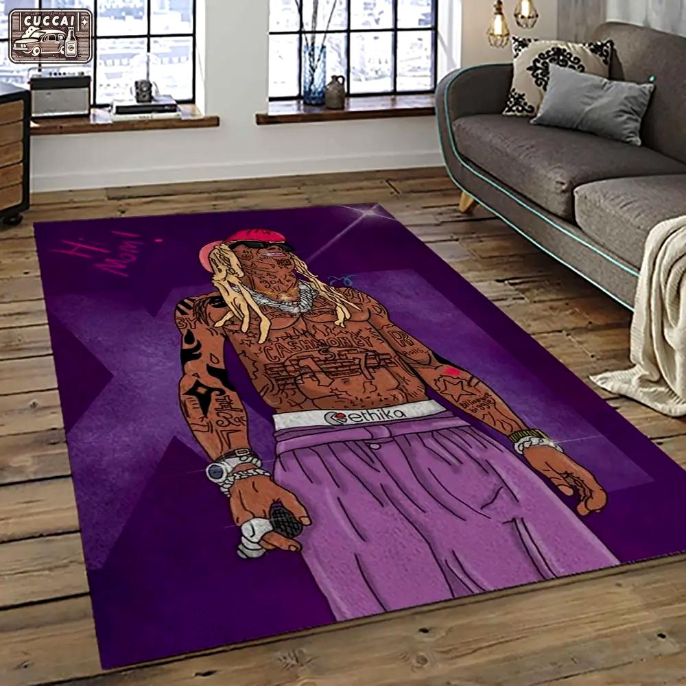 Lil wayne rapper hiphop music rap carpet area rug home decor gift for fans gift for friends lil19 Rectangle Rug
