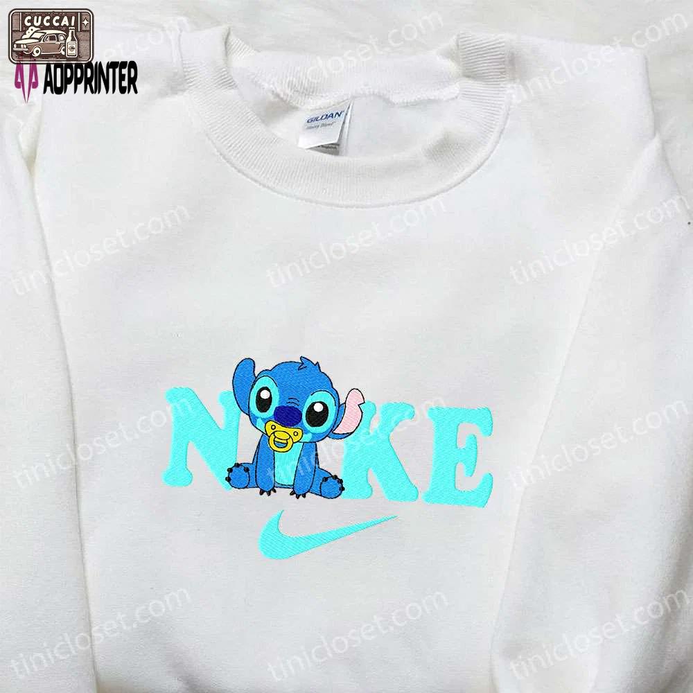 Lilo and stitch x nike cartoon embroidered hoodie & shirt: exclusive disney collection Embroidered Shirt