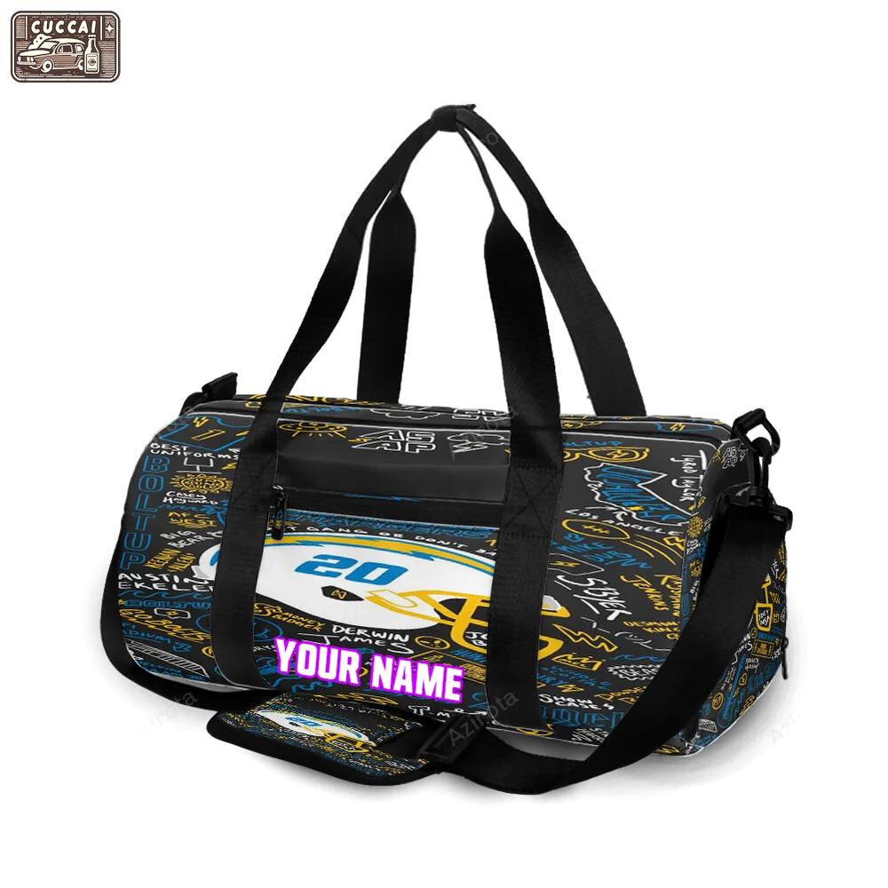 Los angeles chargers helmet text personalized name travel bag gym bag 2116 Travel Bag