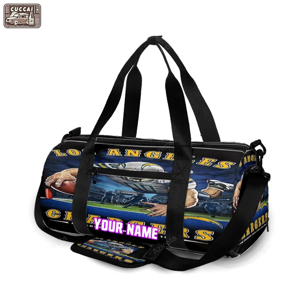 Los angeles chargers mascot v33 personalized name travel bag gym bag 828 Travel Bag