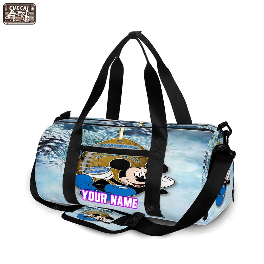 Los angeles chargers mickey v47 personalized name travel bag gym bag 1825 Travel Bag