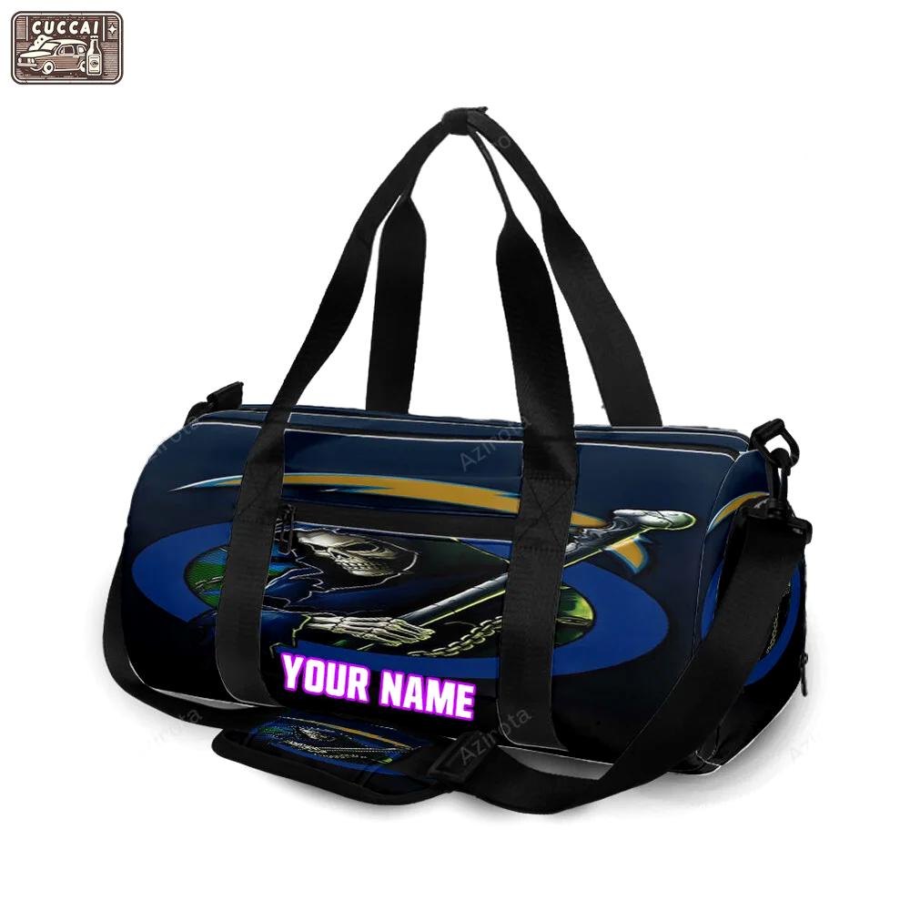 Los angeles chargers skull v22 personalized name travel bag gym bag 69 Travel Bag