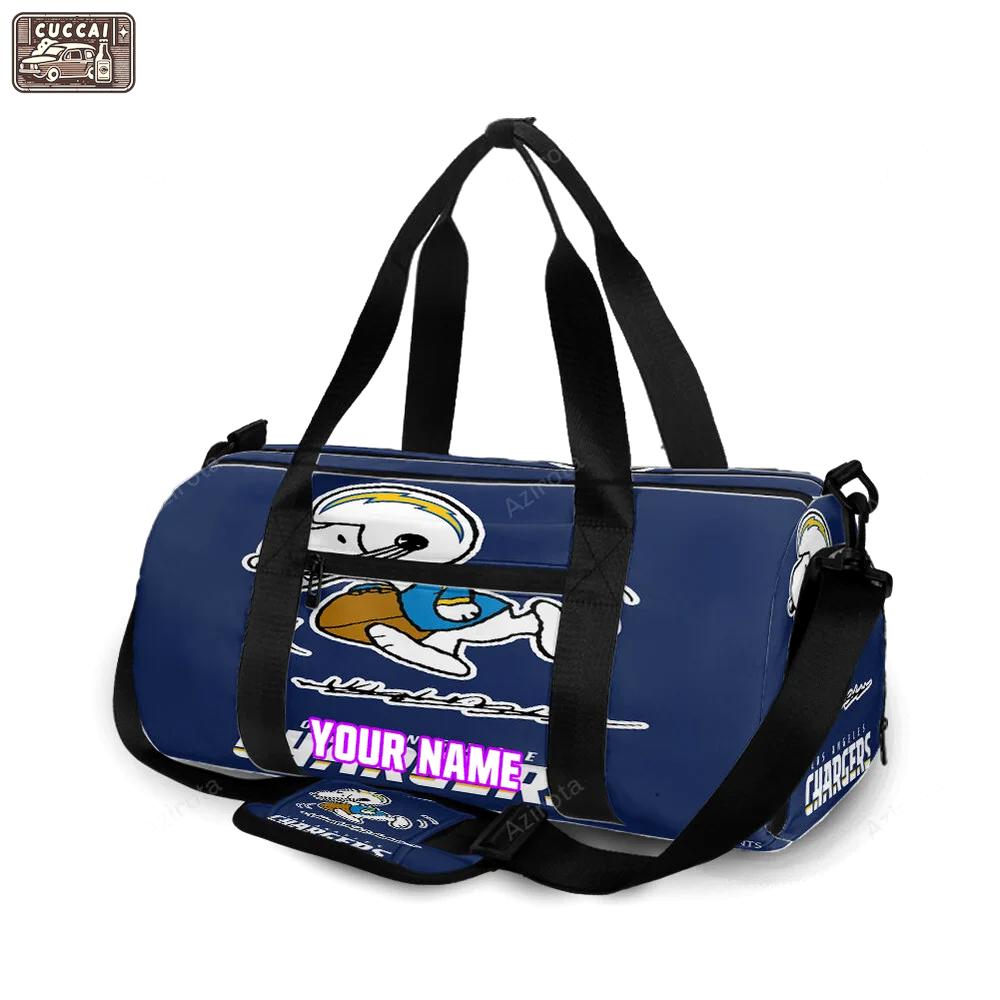 Los angeles chargers snoopy v49 personalized name travel bag gym bag 1688 Travel Bag