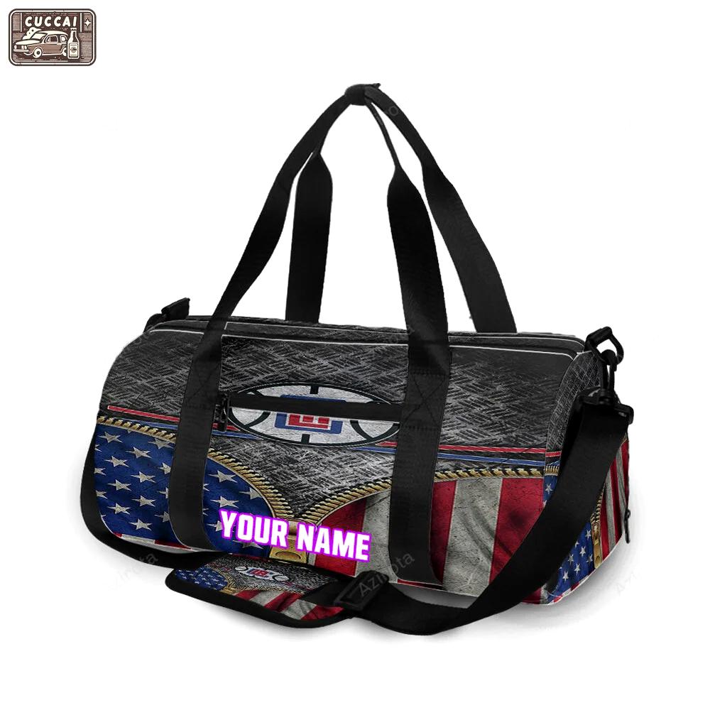 Los angeles clippers metal flag personalized name travel bag gym bag 387 Travel Bag