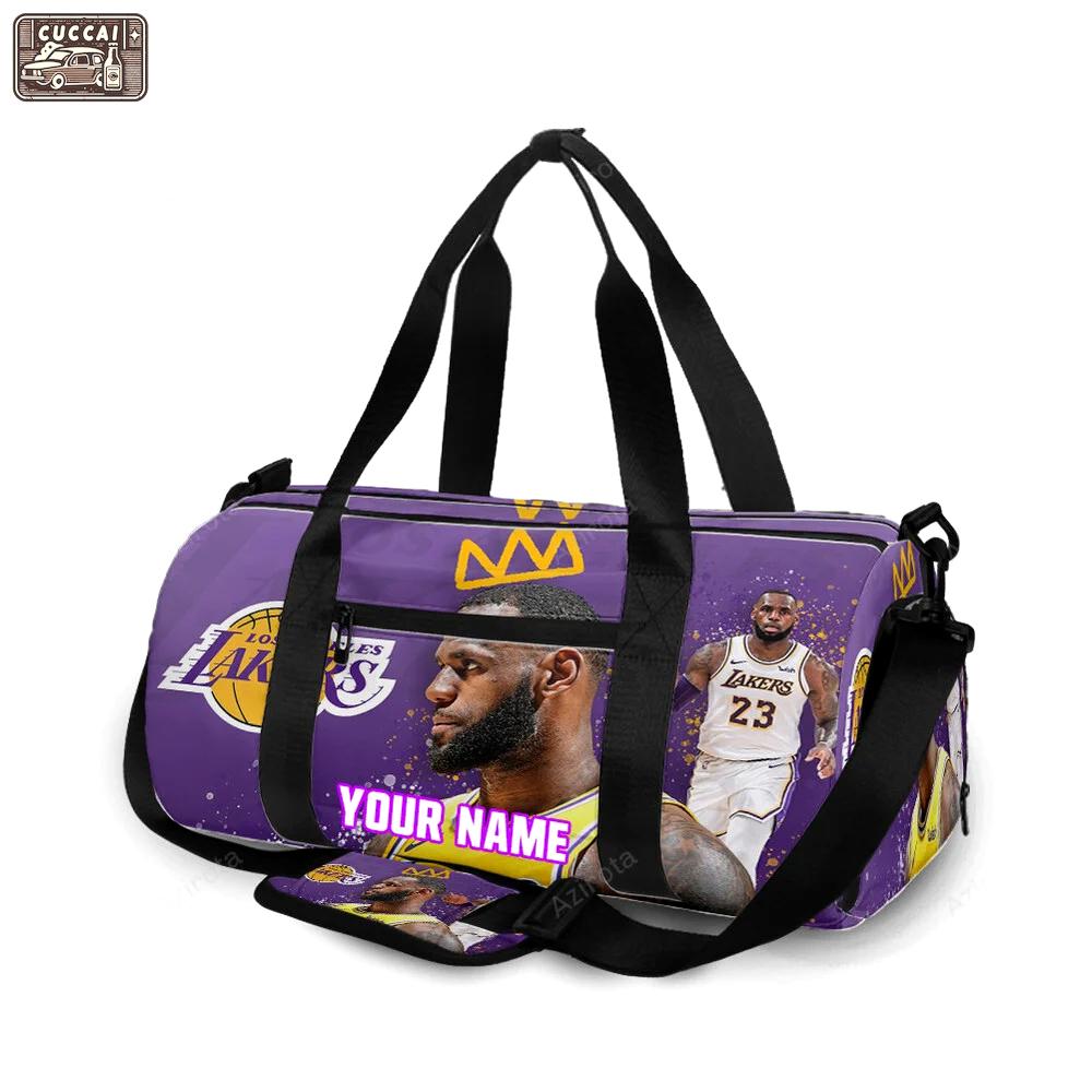 Los angeles lakers 23 lebron james v49 personalized name travel bag gym bag 1797 Travel Bag