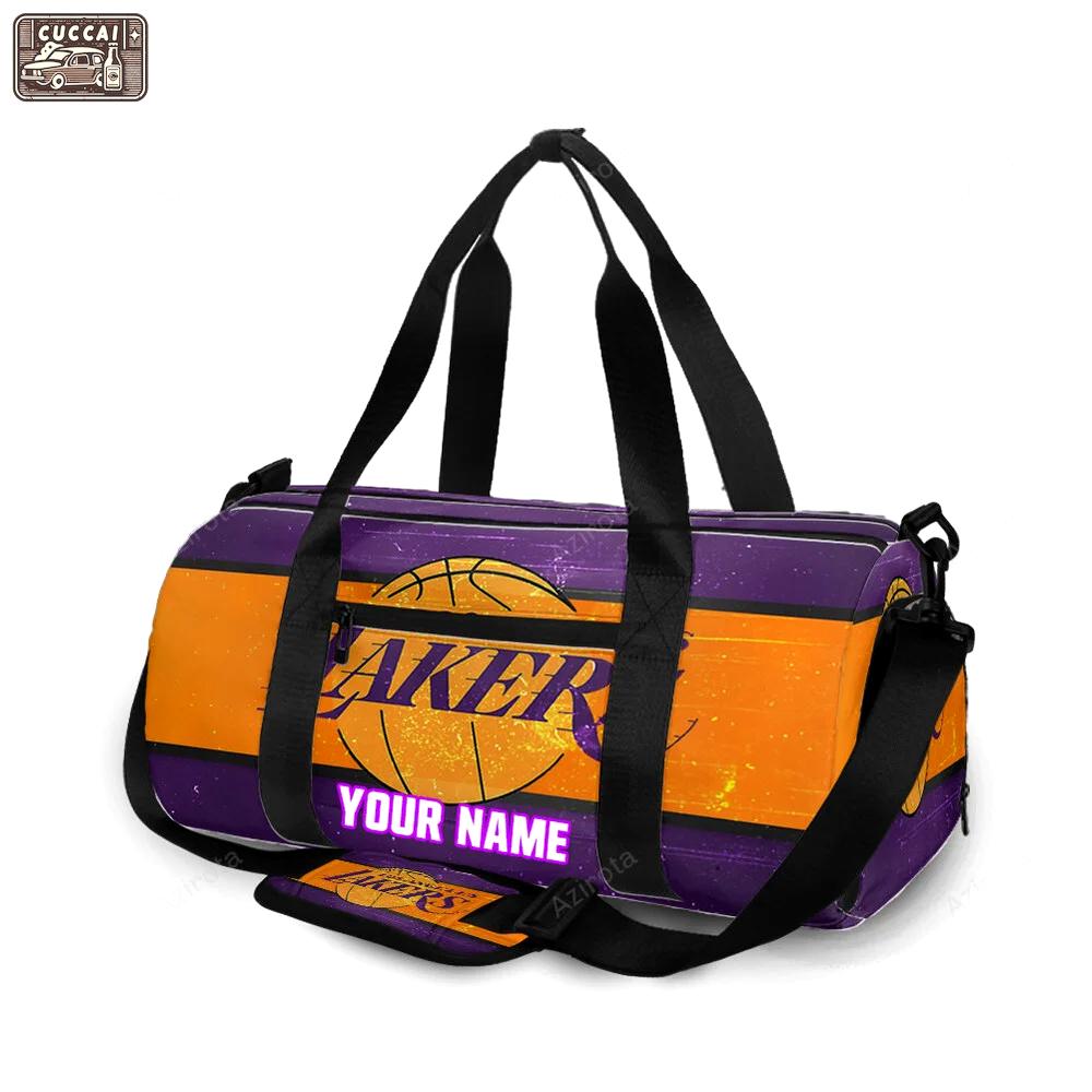 Los angeles lakers emblem v22 personalized name travel bag gym bag 256 Travel Bag