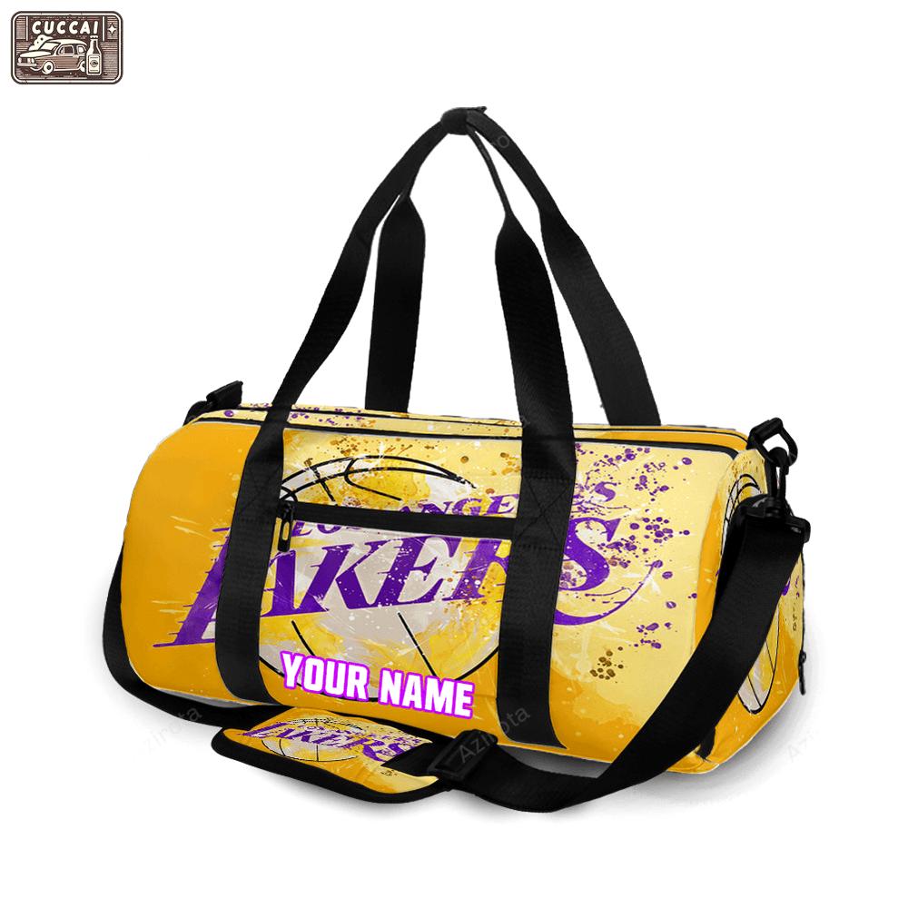 Los angeles lakers painting v1 personalized name travel bag gym bag 1811 Travel Bag