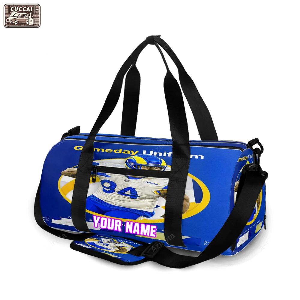 Los angeles rams a shawn robinson1 personalized name travel bag gym bag 1207 Travel Bag
