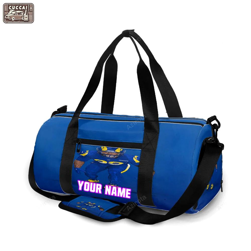 Los angeles rams aaron donald7 personalized name travel bag gym bag 887 Travel Bag