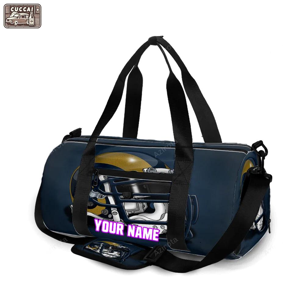 Los angeles rams helmet navy personalized name travel bag gym bag 234 Travel Bag