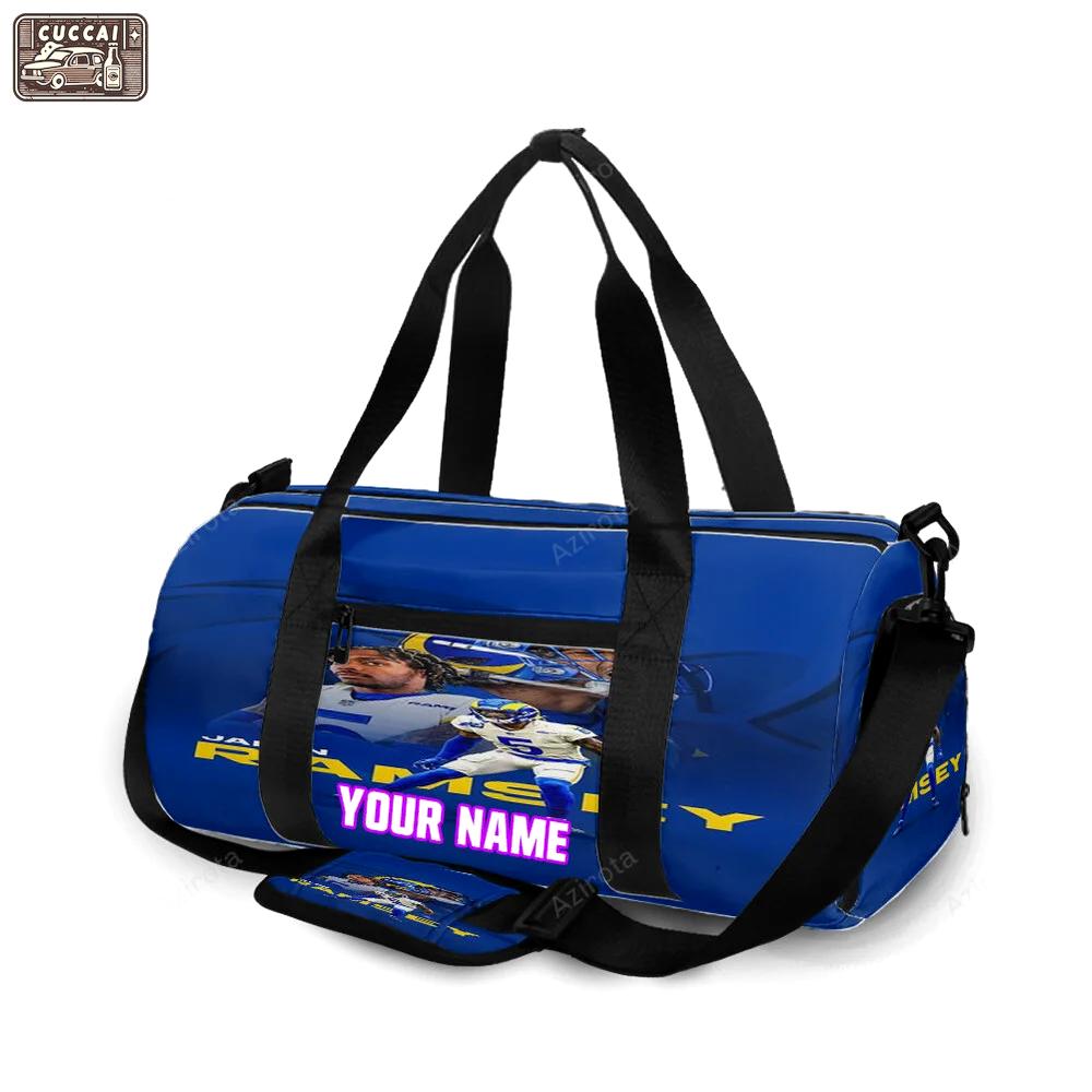 Los angeles rams jalen ramsey5 personalized name travel bag gym bag 835 Travel Bag