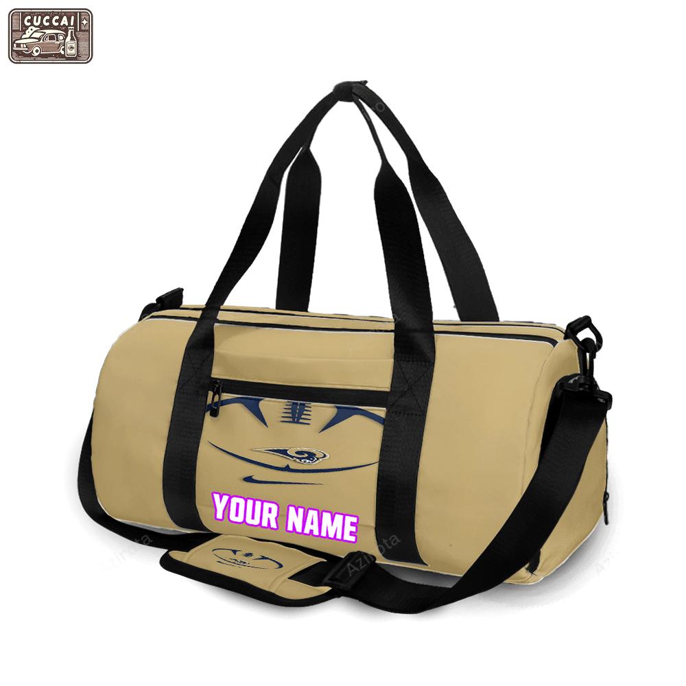 Los angeles rams navy ball yellow personalized name travel bag gym bag 600 Travel Bag