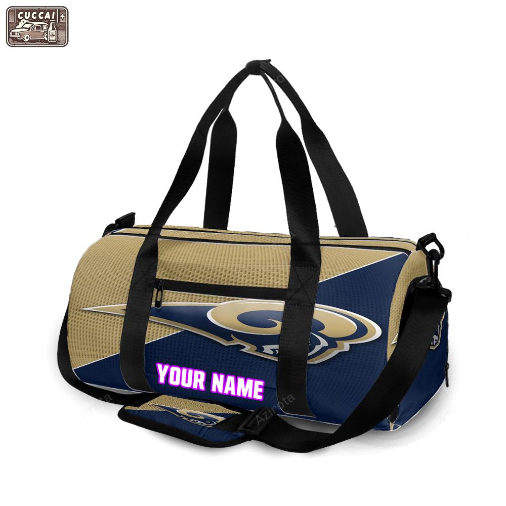 Los angeles rams navy yellow2 personalized name travel bag gym bag 316 Travel Bag