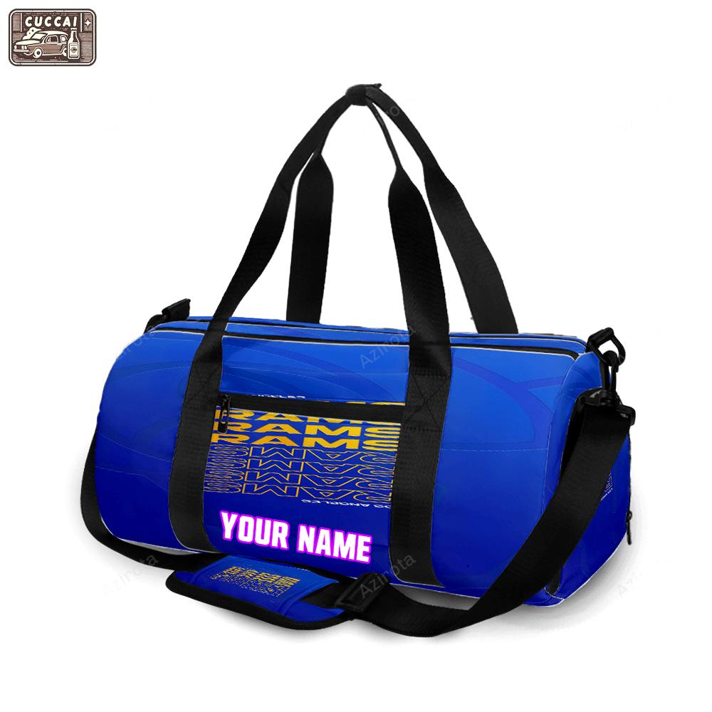 Los angeles rams yellow rams blue1 personalized name travel bag gym bag 407 Travel Bag