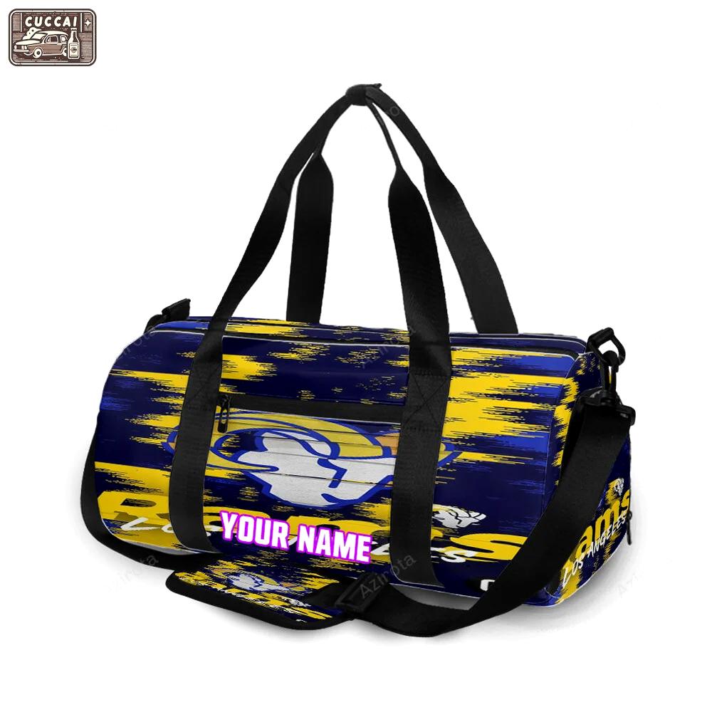 Los angeles rams zigzag personalized name travel bag gym bag 942 Travel Bag