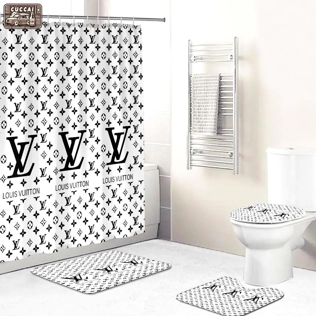 louis vitton black and whitefull bath mat luxury fashion brand home decor hypebeast bathroom sets Bathroom Set
