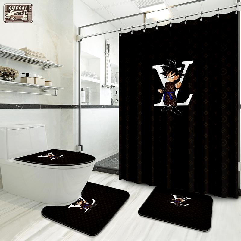 Louis vuitton bathroom set luxury shower curtain waterproof luxury brand hot 2023 70 Bathroom Accessory Sets