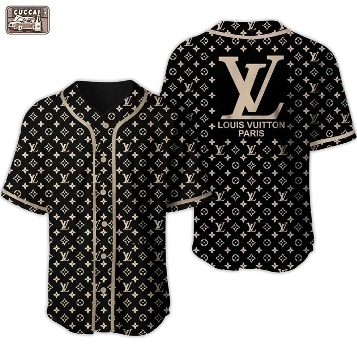 Louis vuitton black baseball jersey shirt lv luxury clothing clothes sport for men women hot 2023 Baseball Jersey Shirt