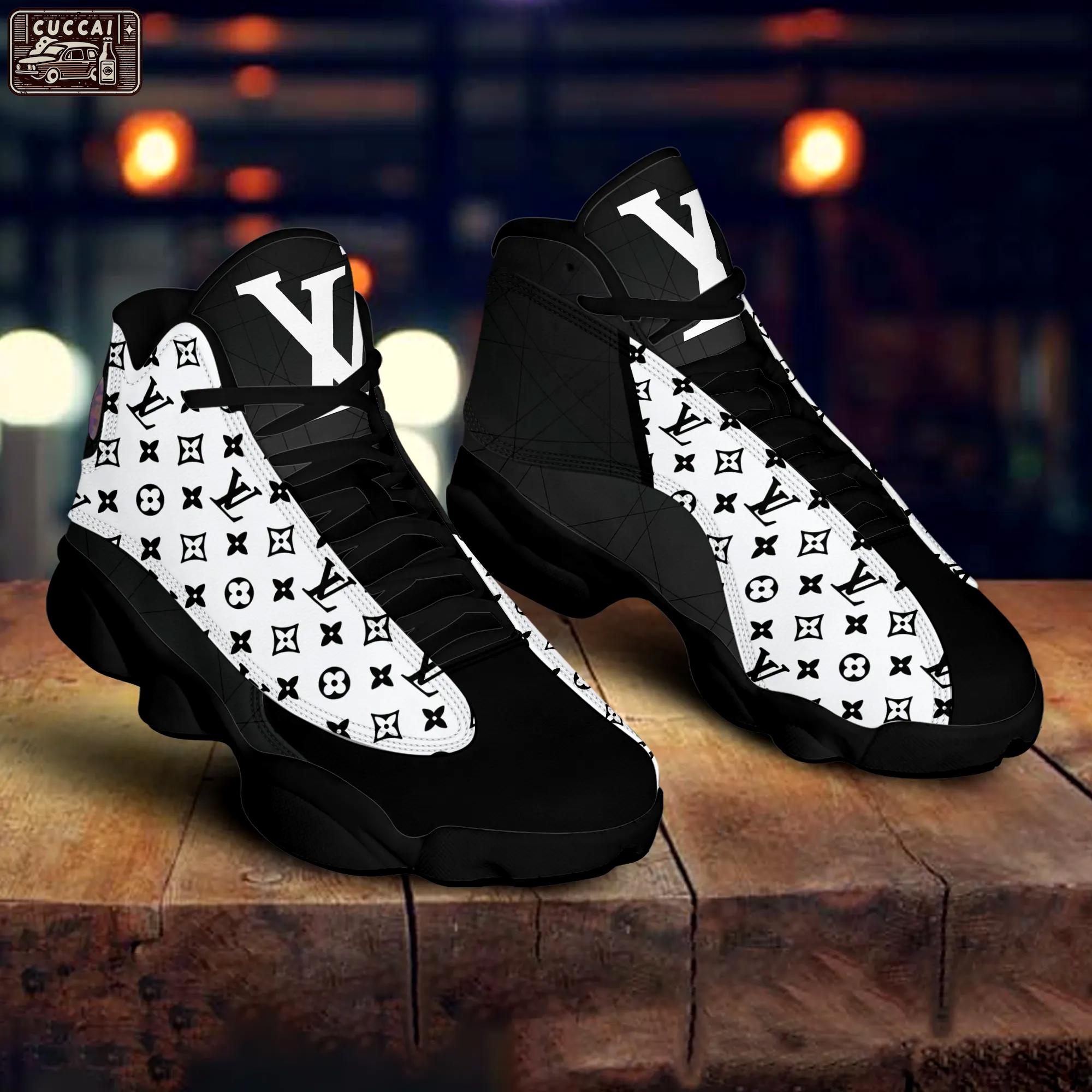 Louis vuitton black white monograms best louis vuitton l-jd13 Air Jordan 13 Gifts For Men Women Shoes For Fans Sneakers Full Size