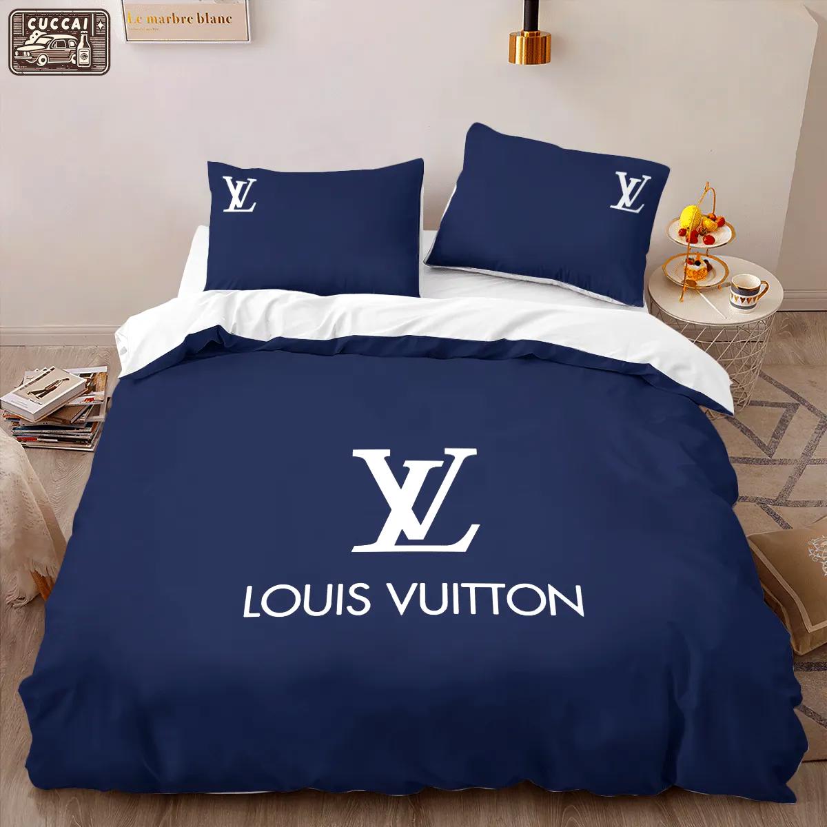 Louis vuitton blue louis vuitton lv logo type 1172 Bedding Sets hyperbeast Bedroom blankets bed linen home decor bedspread luxury ideas sheets bedclothes duvet covers premium fashion brand