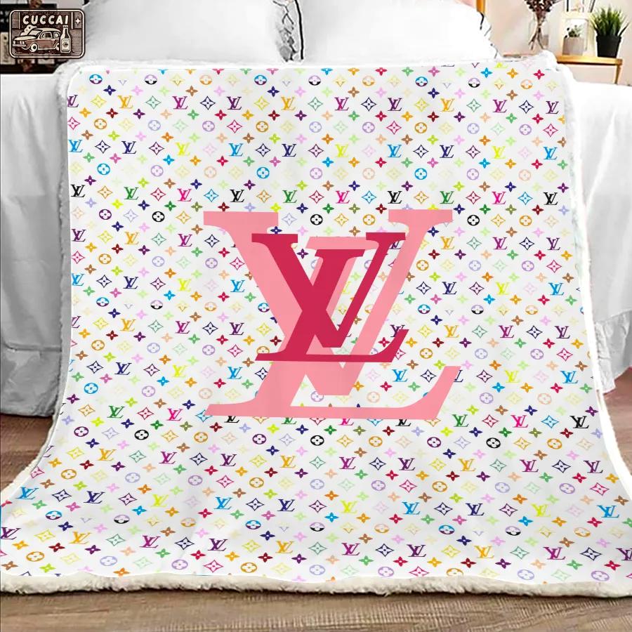 Louis vuitton colorful luxury brand premium blanket fleece home decor 65 Blanket Fleece