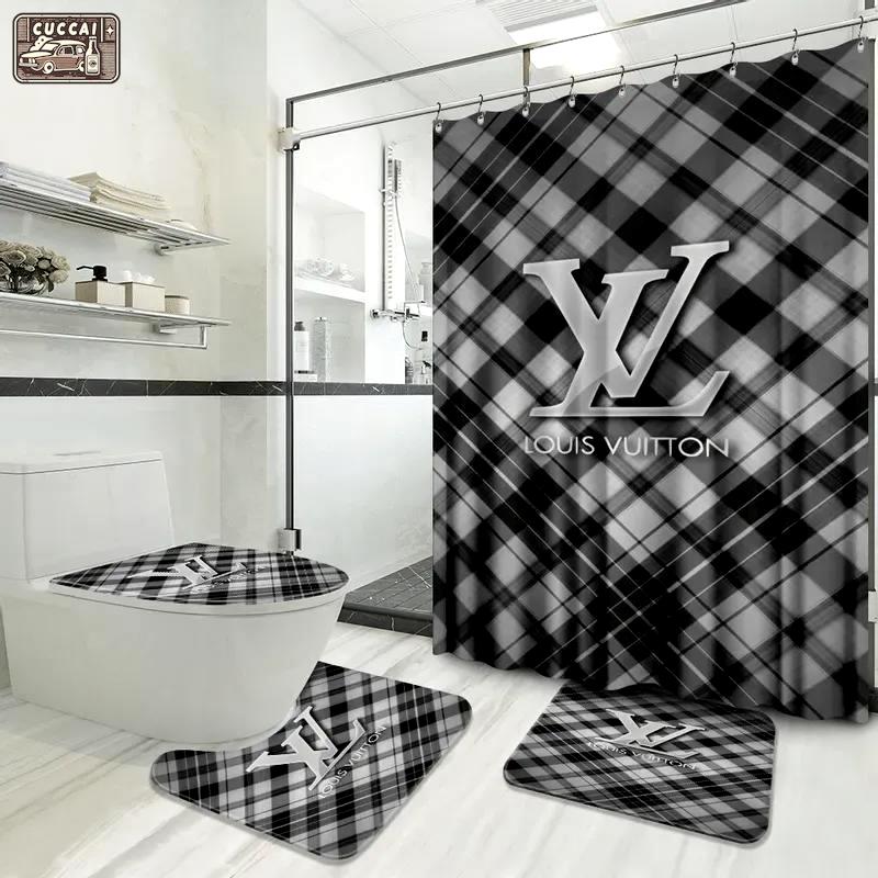 Louis vuitton fashion grey logo limited luxury brand bathroom set home decor Bathroom Set