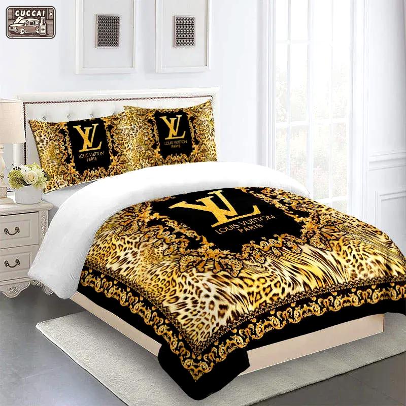Louis vuitton fashion logo limited luxury brand bedding sets, bedroom decor , thanksgiving decorations for home 09 best luxury bed sets gift thankgivings and christmas Bedding Sets