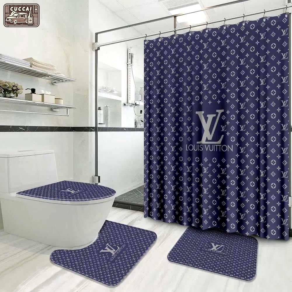 Louis vuitton fashion logo limited luxury brand navy bathroom set home decor Bathroom Set