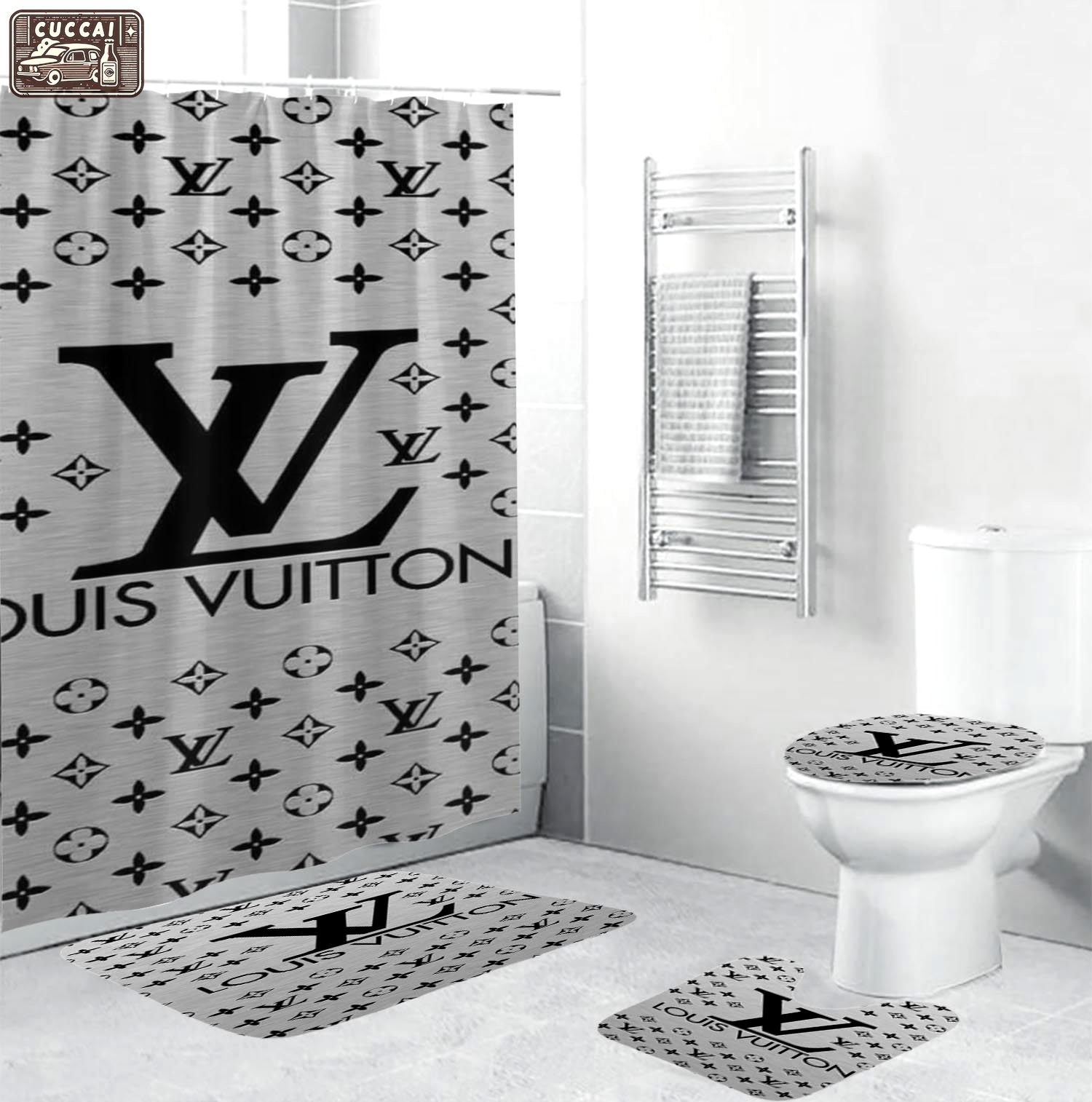 Louis vuitton lv grey bathroom sets bath mat home decor hypebeast luxury fashion brand Bathroom Set