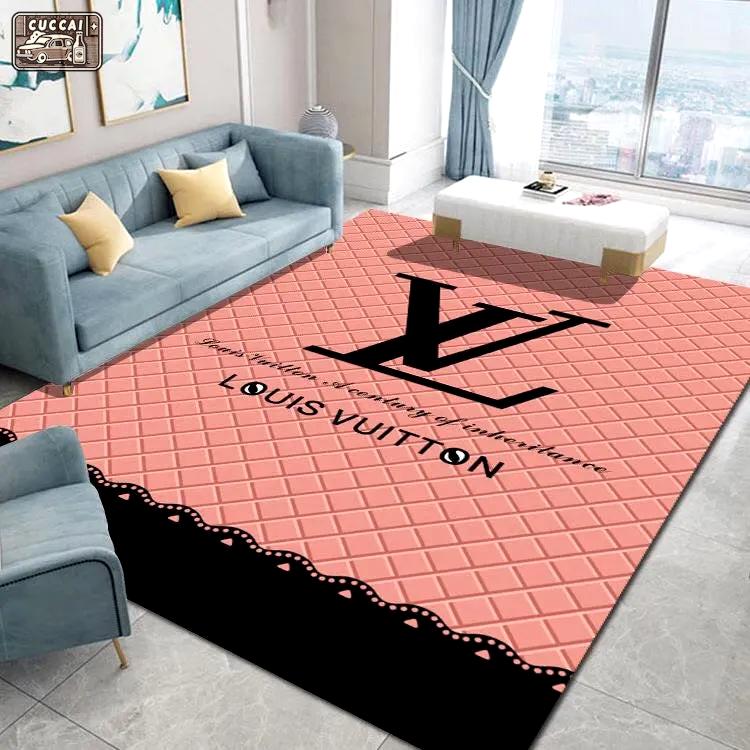 Louis vuitton lv logo type 389. Upgrade Your Living Room with Luxury Home Decor: Area Carpets, Floor Decor, Door Mats, and Hot Gift Items with style a High-End Fashion Brand Rectangle Rug