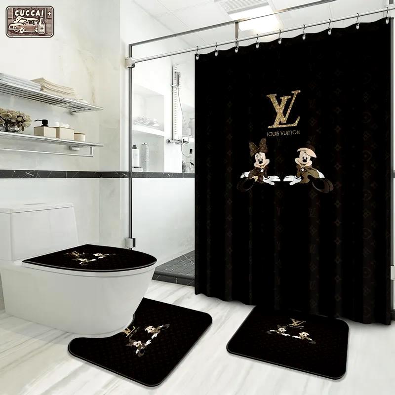 Louis vuitton lv louis vuitton bathroom set home decor luxury fashion brand bath mat hypebeast Bathroom Set