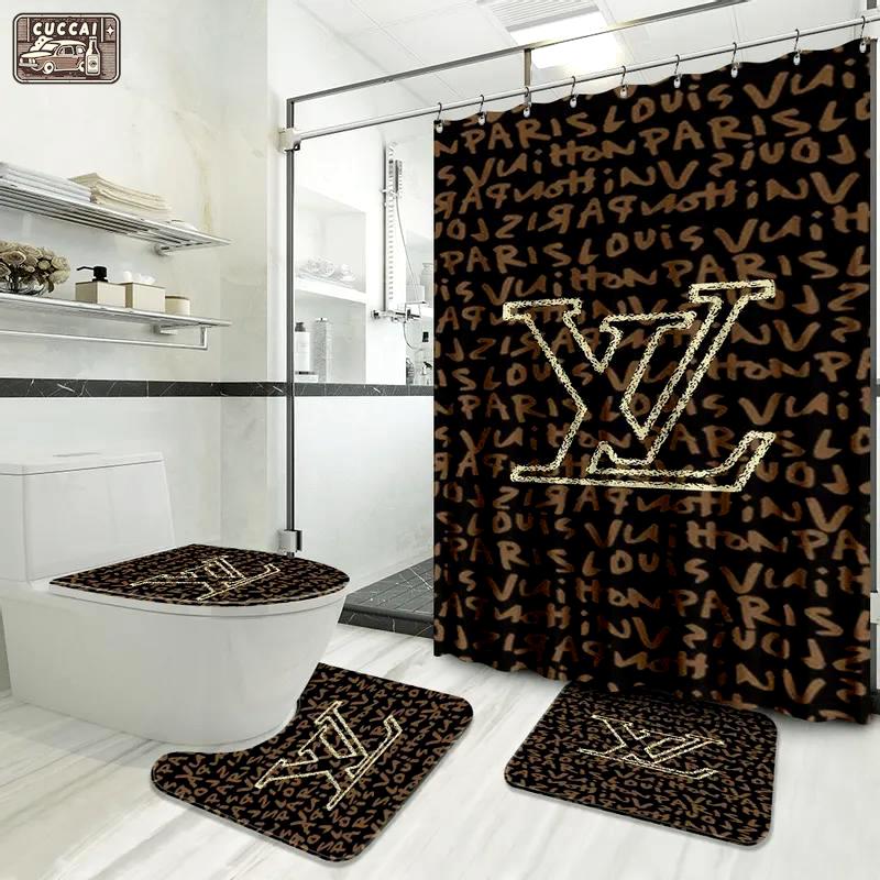 Louis vuitton lv louis vuitton bathroom set luxury fashion brand home decor hypebeast bath mat Bathroom Set