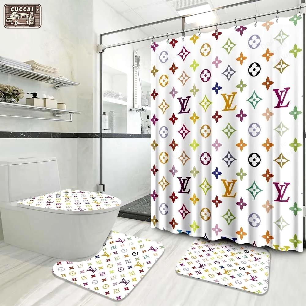 Louis vuitton lv louis vuitton luxury fashion brand bathroom sets home decor bath mat hypebeast Bathroom Set
